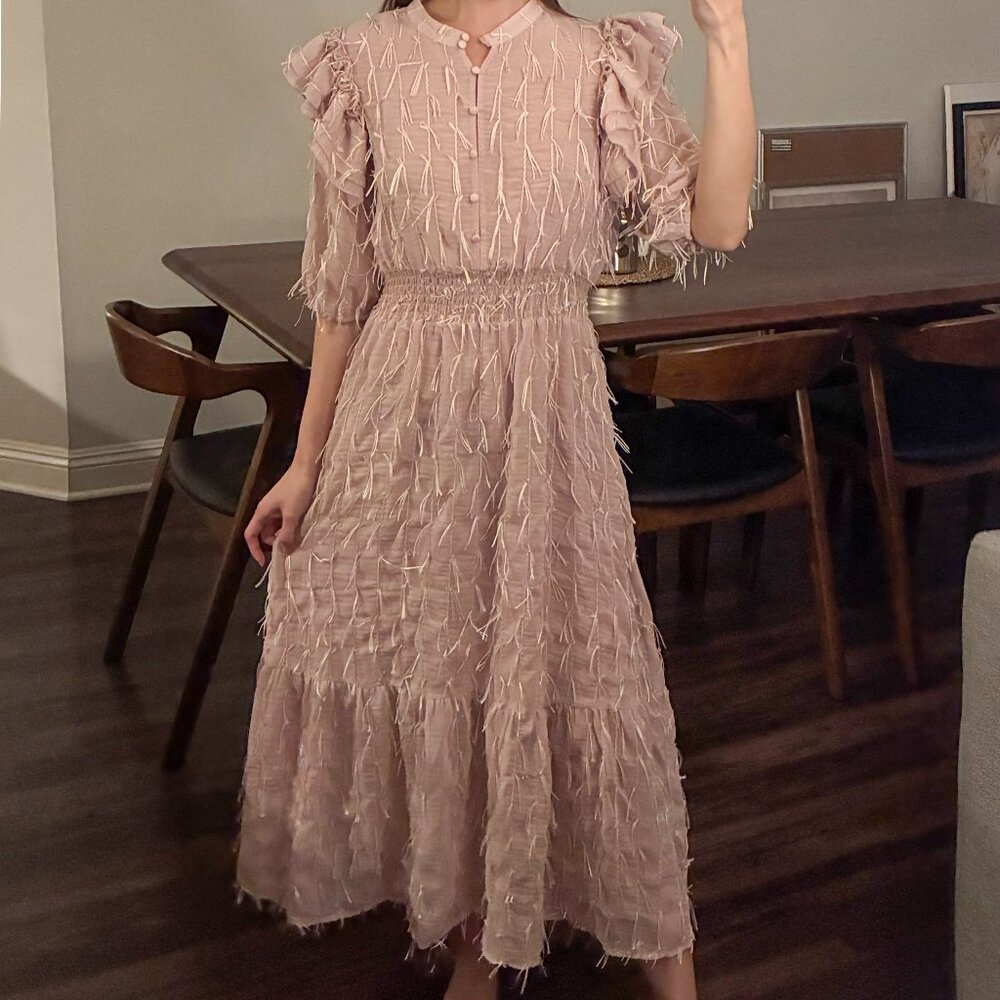 By the River Maxi Romantic Ruffle Sleeve Dress - Small